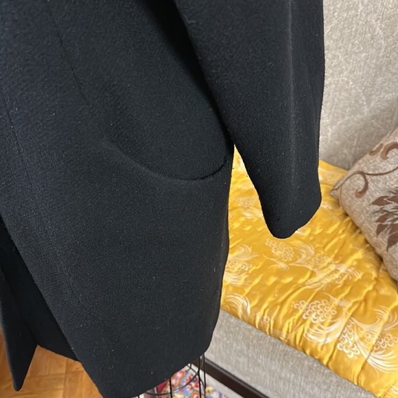 VINTAGE PAUL LEVY BLACK 100% WOOL COAT SIZE 14 - Picture 4 of 6